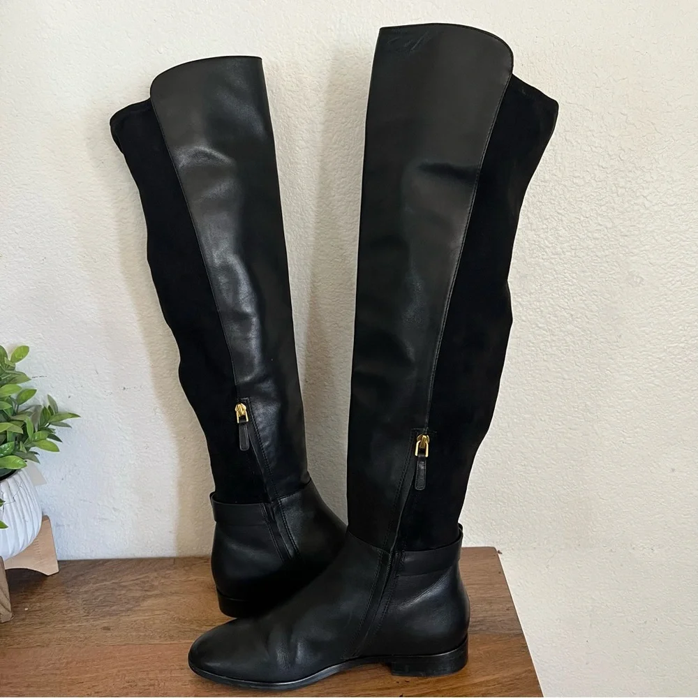 Tory Burch Marsden Over The Knee Black Leather Boots Size 9M